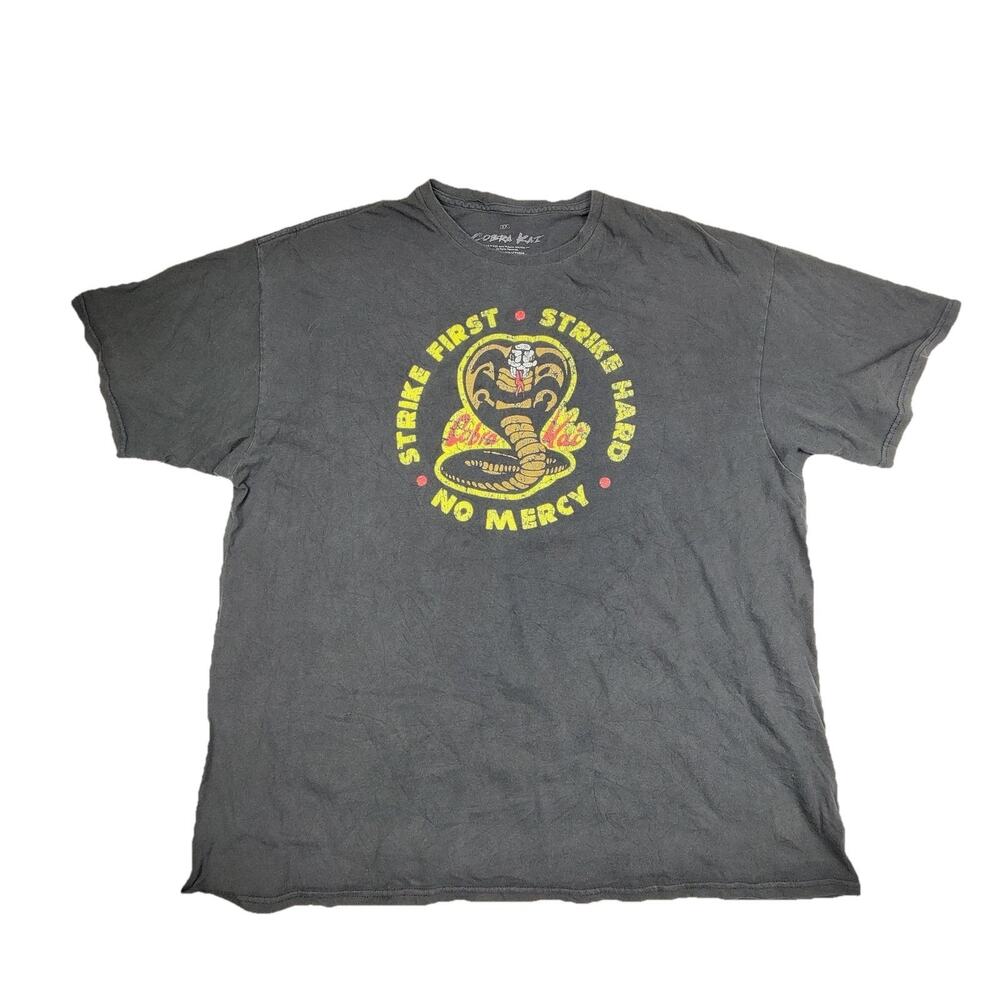 Ripple Junction Cobra Kai Shirt Mens 2XL Gray Strike First No Mercy Graphic Tee
